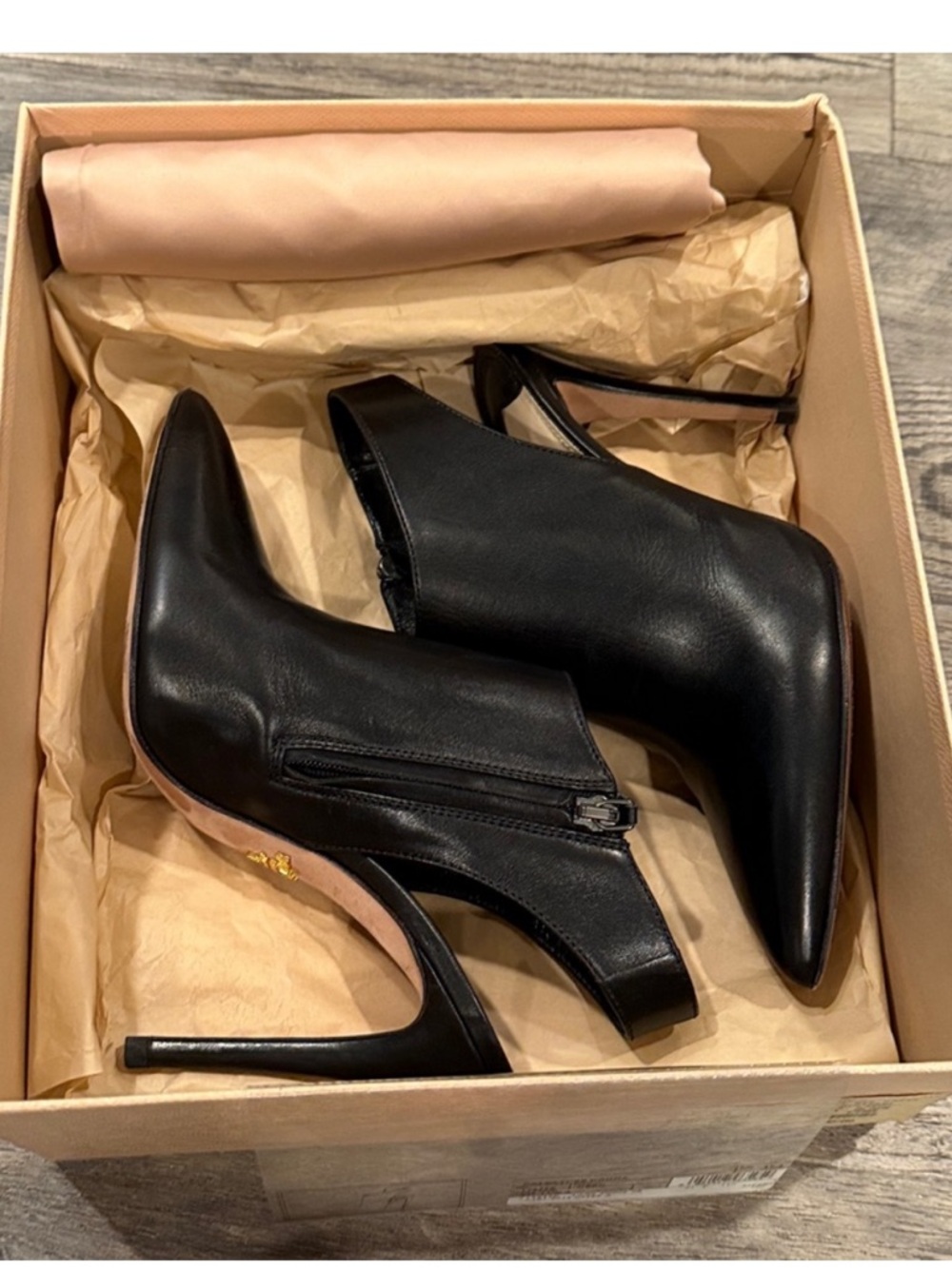Prada Black Leather Pointed Toe Ankle Booties - Picture 13 of 15